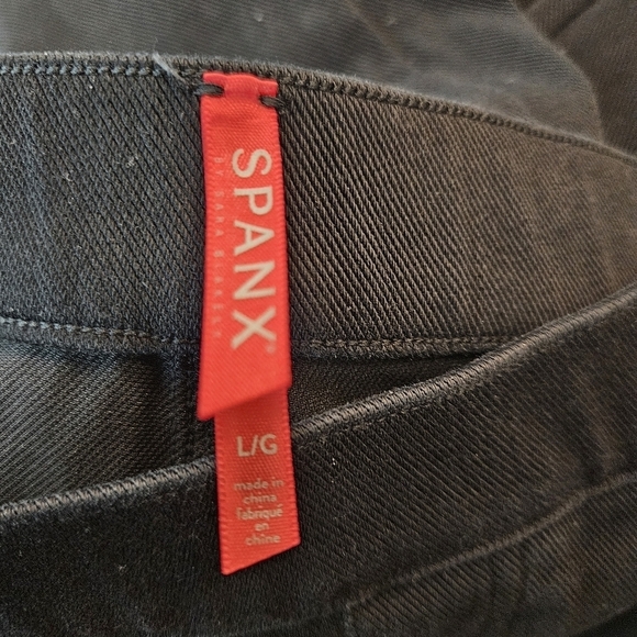 Spanx Jeanish Cropped Black Skinny High Rise Stretch Pants Size Large - Picture 5 of 7